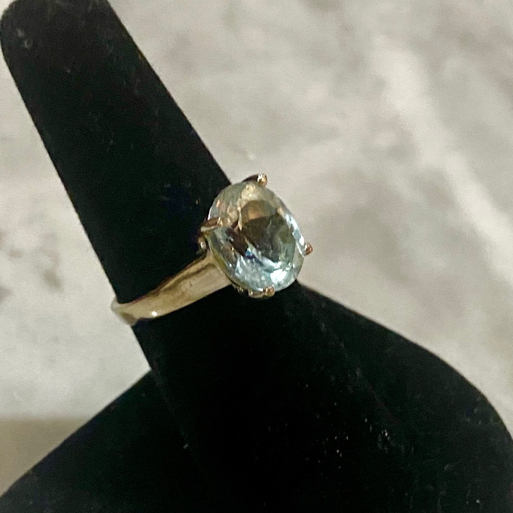 Man Made Aquamarine Silver Setting Cocktail Ring - Picture 5 of 9